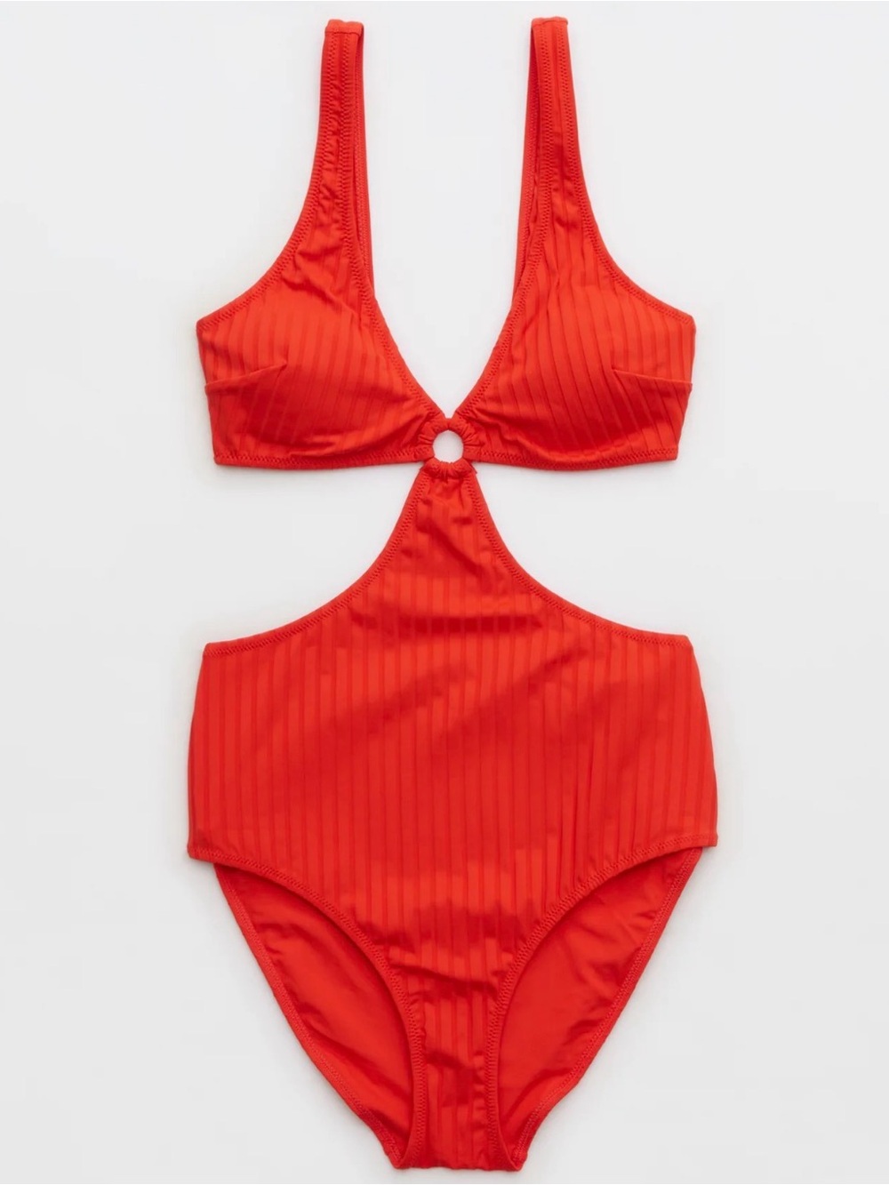 Aerie Wide Rib Cut Out Ring One Piece Swimsuit